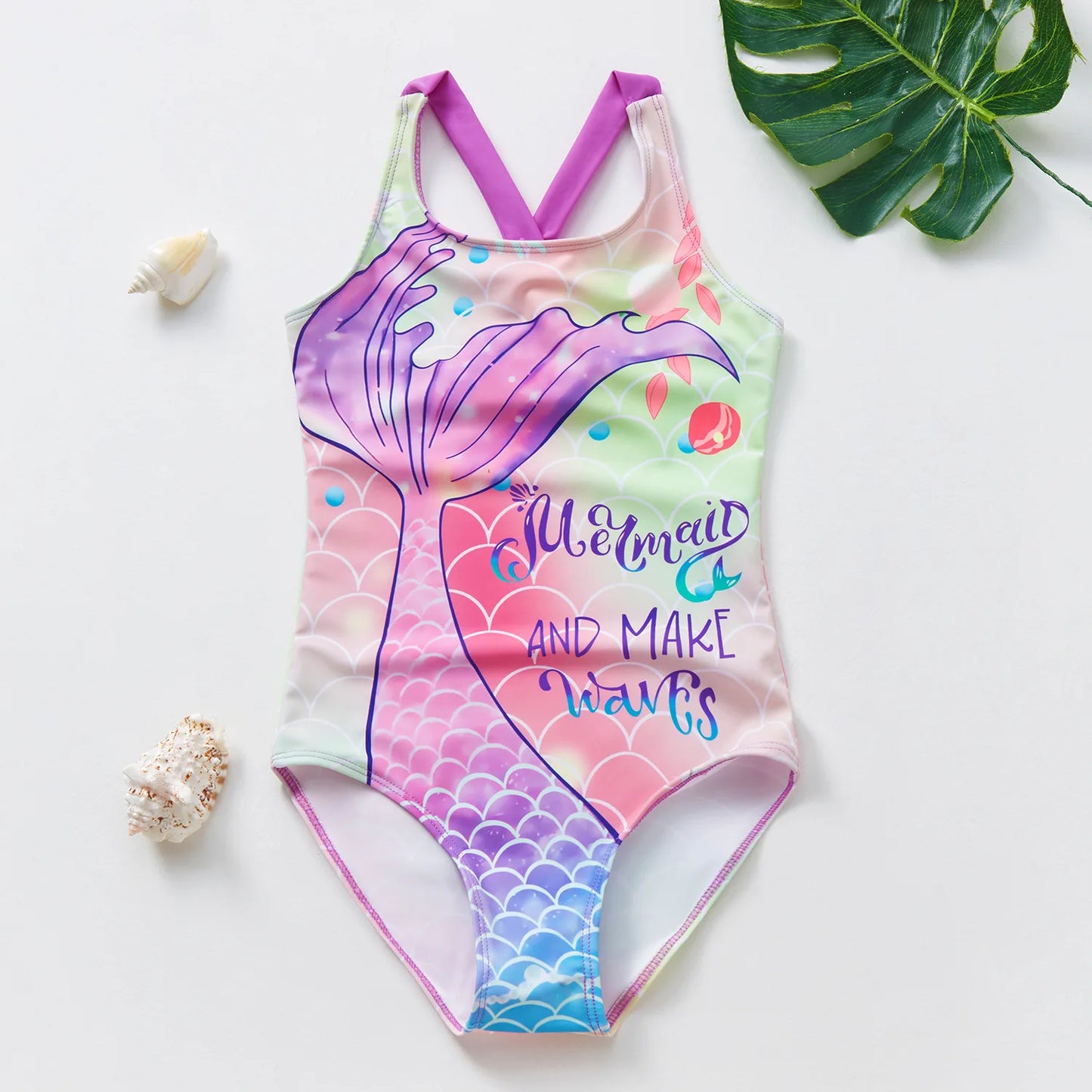 Costume da Bagno Intero Bambina con Balze e Stampa Fantasia – 21 Fantasie, Taglie 1–8 Anni