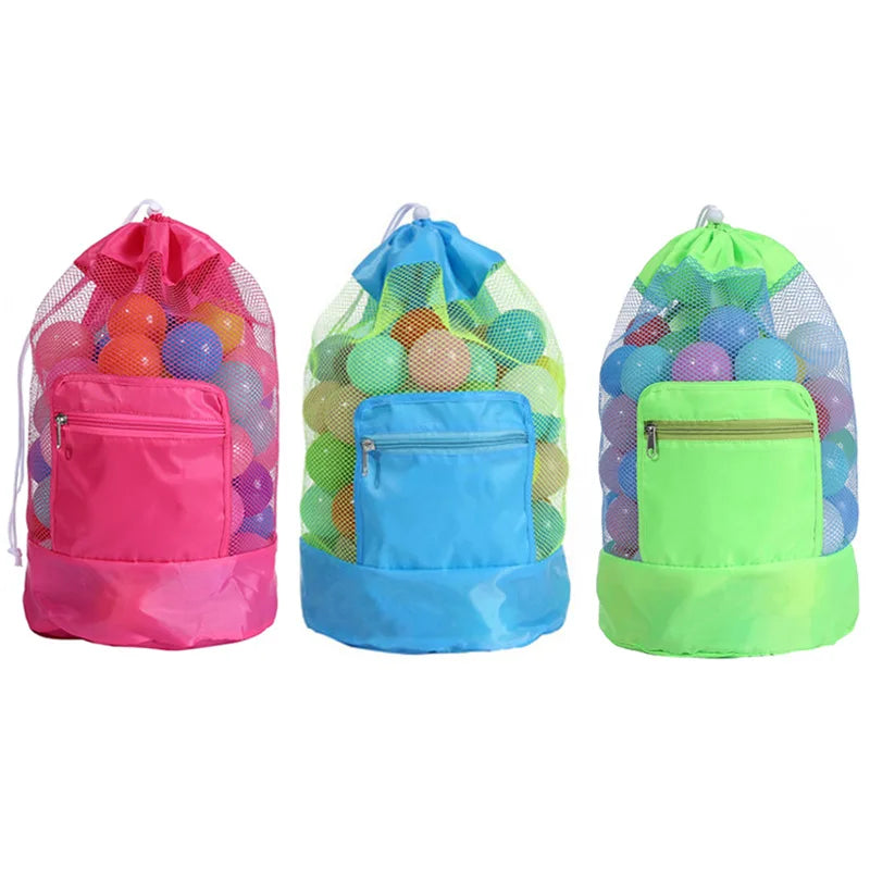 Borsa da Spiaggia in Rete Pieghevole – Borsetta a Tracolla Mini (20×24 cm) o Zaino Grande (24×48 cm), Organizer per Mare, Piscina e Spiaggia