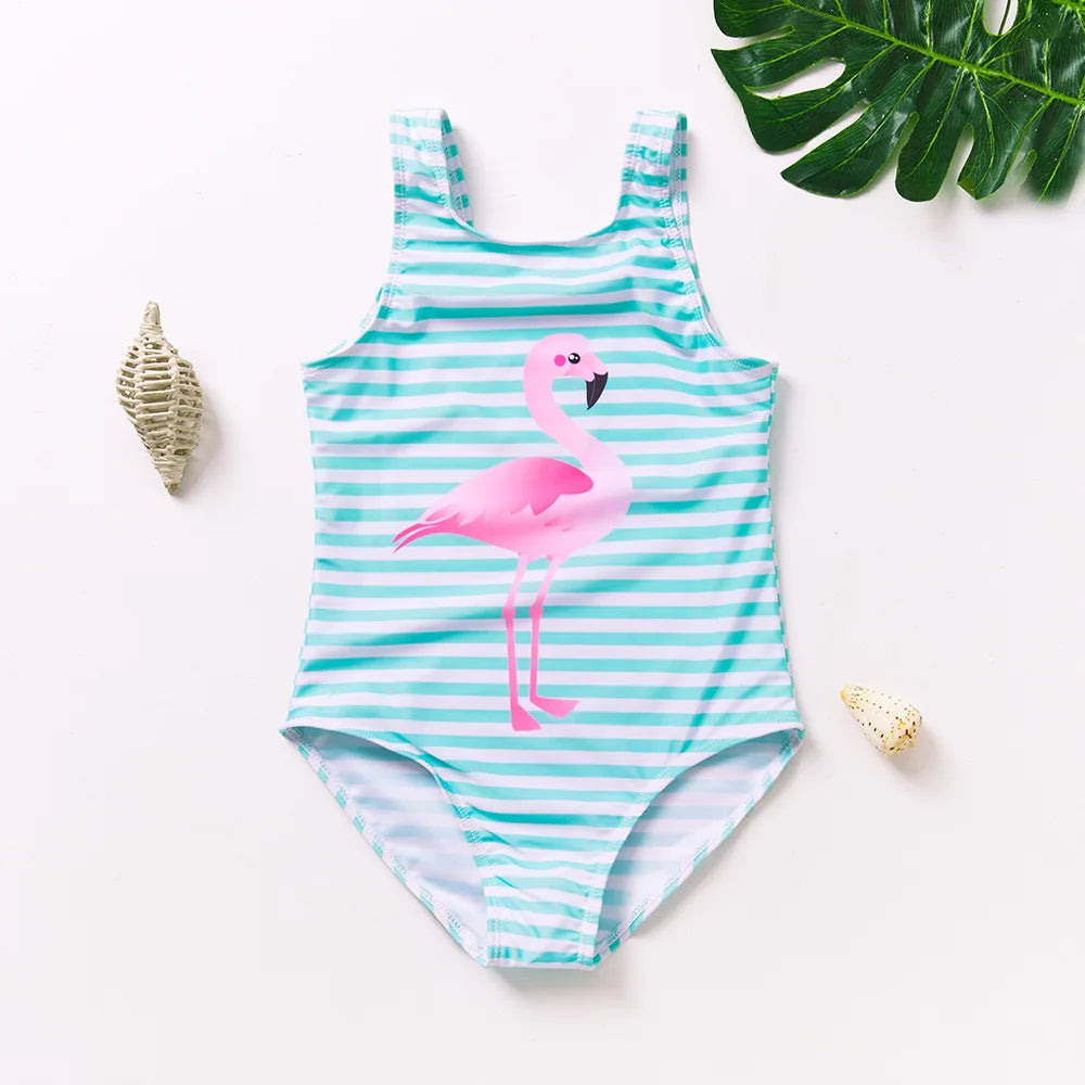 Costume da Bagno Intero Bambina con Balze e Stampa Fantasia – 21 Fantasie, Taglie 1–8 Anni