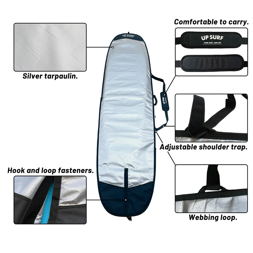 Borsa Fodero per Tavola da Surf UP SURF – Tessuto Oxford 600D Impermeabile, con Tracolla, 3 Lunghezze