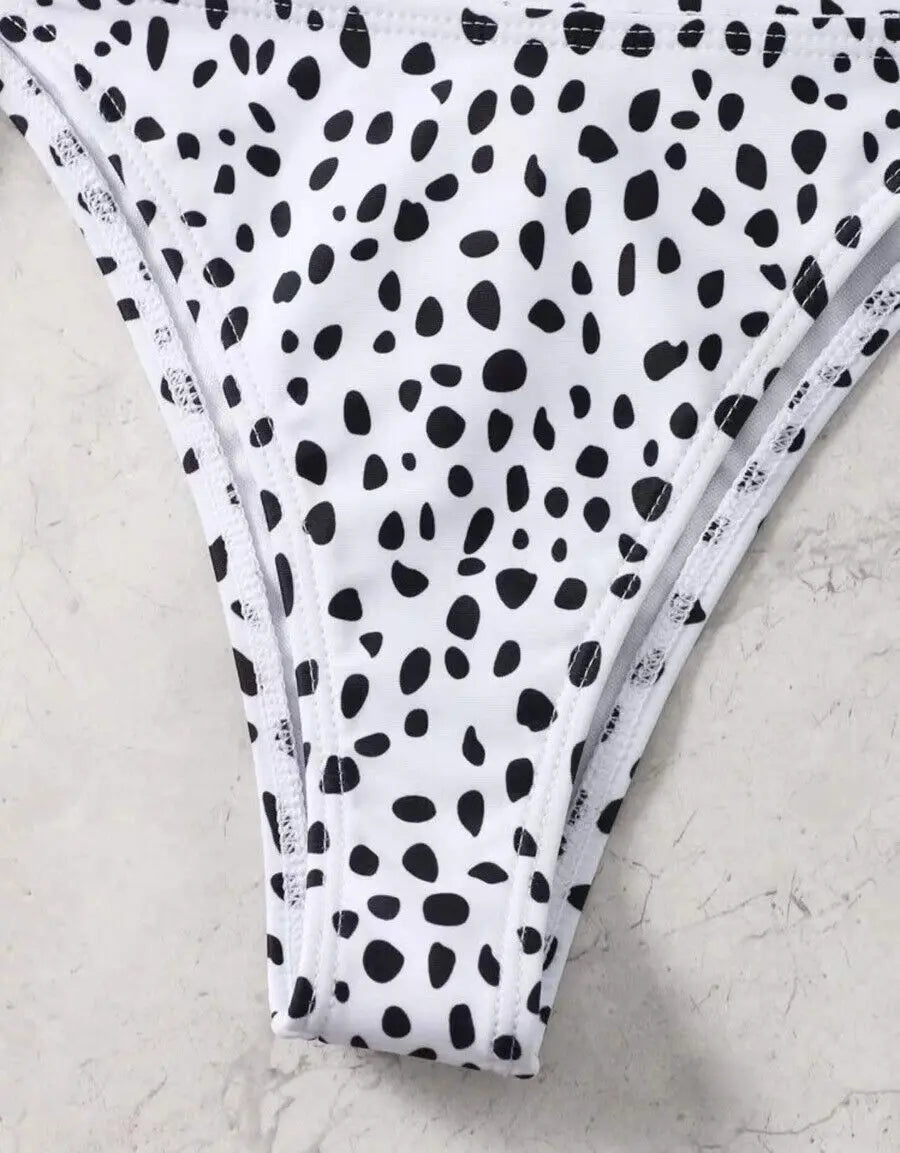 Bikini Donna a Triangolo, Stampa Leopardata e Marmorea, S–XL