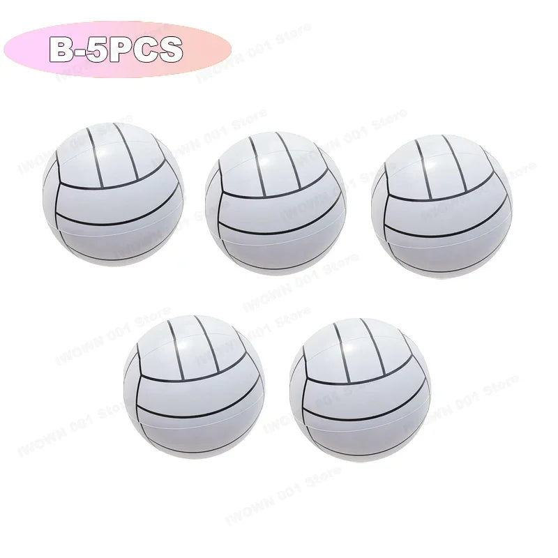 Palloni Gonfiabili da Spiaggia con Grafica Sportiva – Baseball, Pallavolo, Calcio, Basket, Rugby – 30 cm