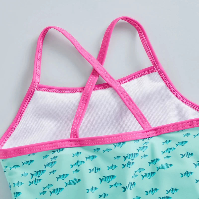 Costume da Bagno Intero per Bambina con Volant e Stampa Fenicottero, 18 Mesi–6 Anni