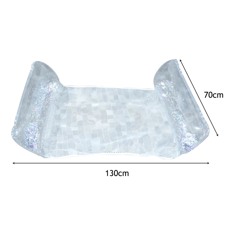 Amaca Galleggiante Gonfiabile in PVC Trasparente – Sdraio Reclinabile per Piscina e Mare