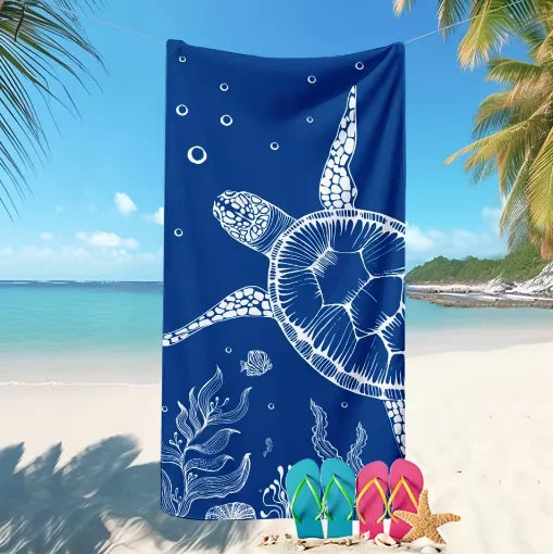 Telo Mare in Microfibra con Stampa – Tartaruga, Squalo, Boho, Staccionata – 4 Fantasie, 3 Misure da 50×100 a 90×180 cm
