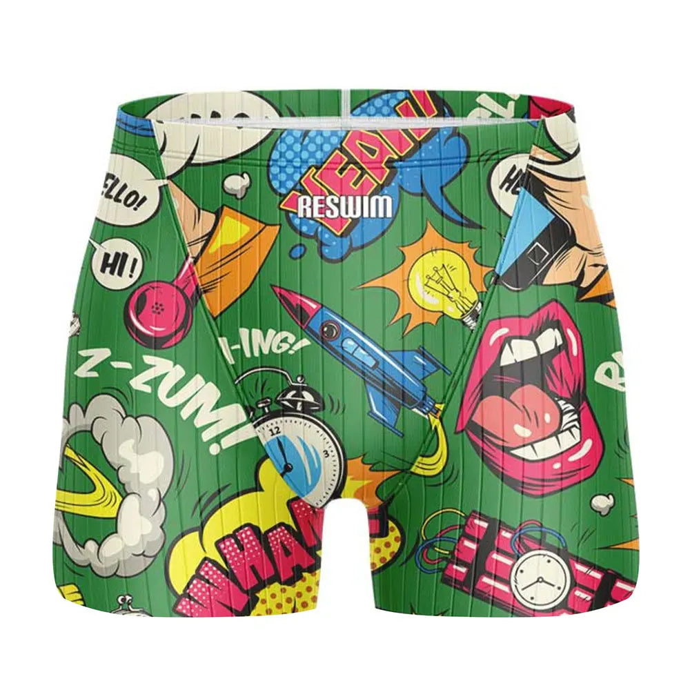 Jammer da Nuoto Uomo con Stampa Fumetto – Costume Attillato in Lycra ad Asciugatura Rapida per Allenamento e Gara XS–6XL 21 Colori