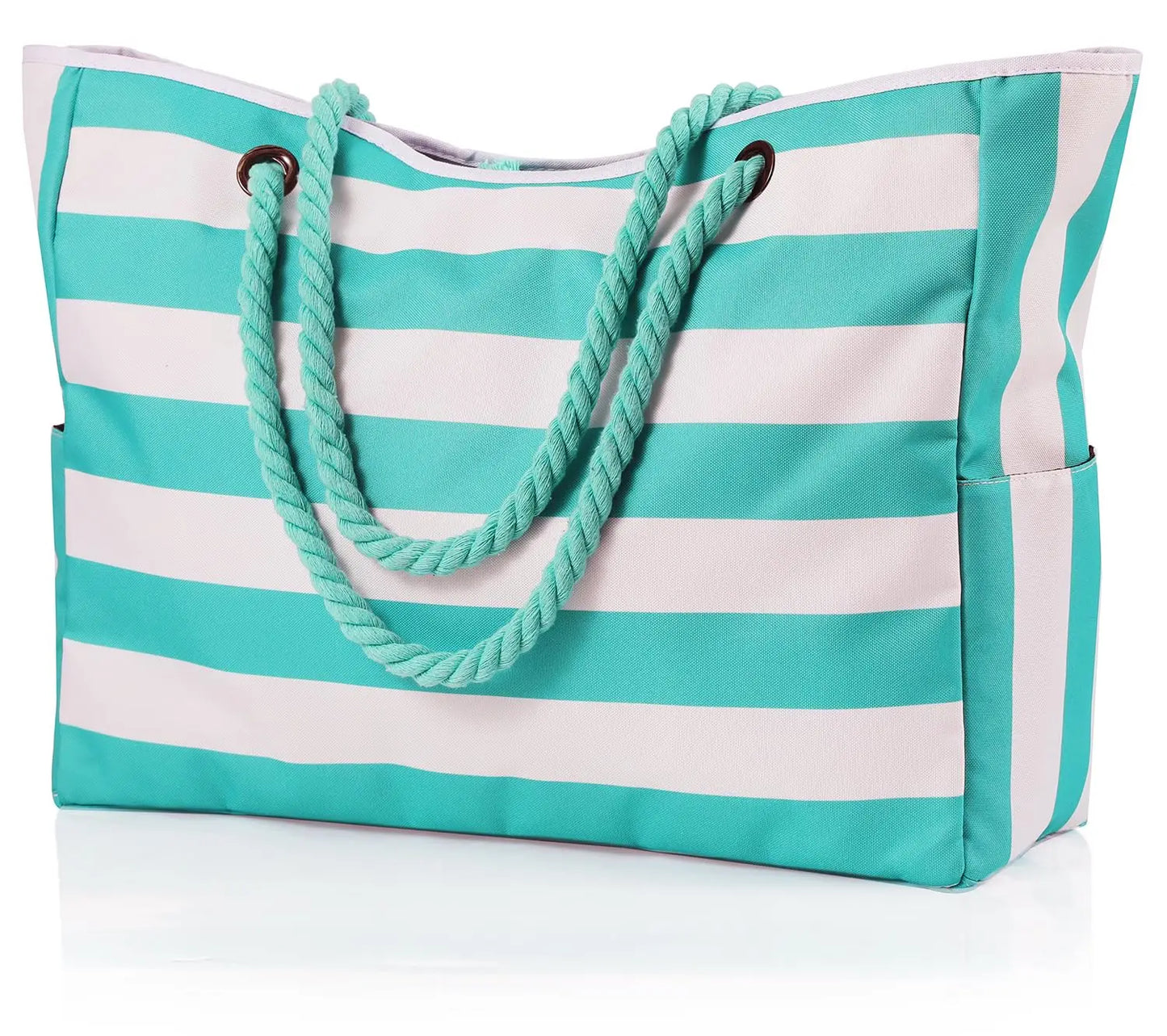 Borsa da Spiaggia in Tela a Righe con Cerniera – Pieghevole, Impermeabile, 56×38×15 cm 11 Fantasie
