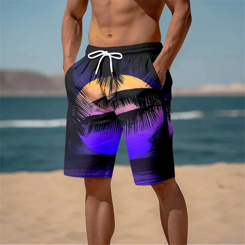 Pantaloncini da Spiaggia con Stampa Hawaiana per Uomo e Bambino