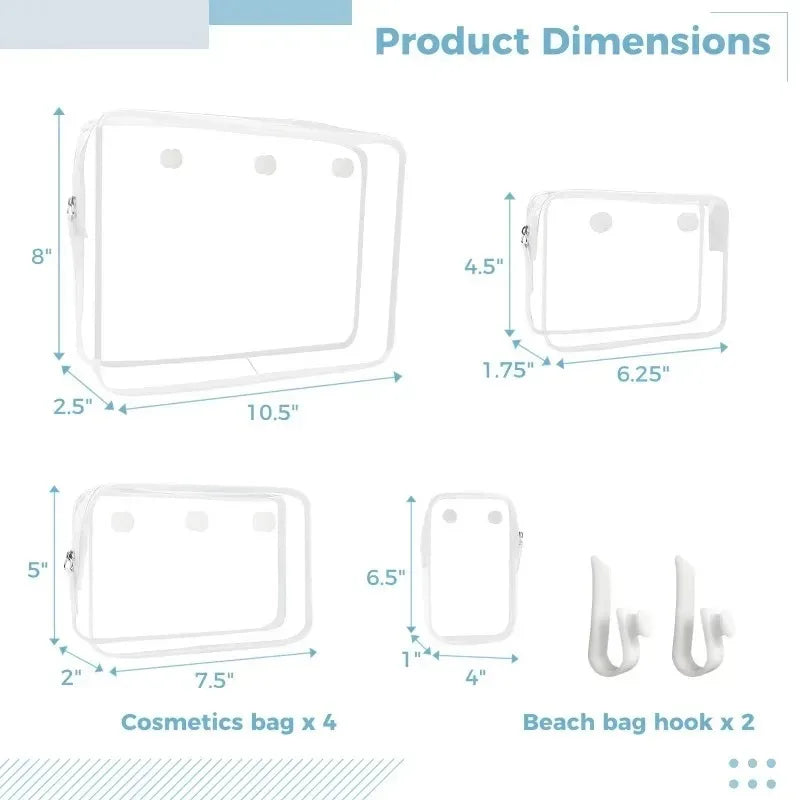 Borsa Portaoggetti Trasparente in PVC con Cerniera – Impermeabile, 3 Taglie: M, L, XL