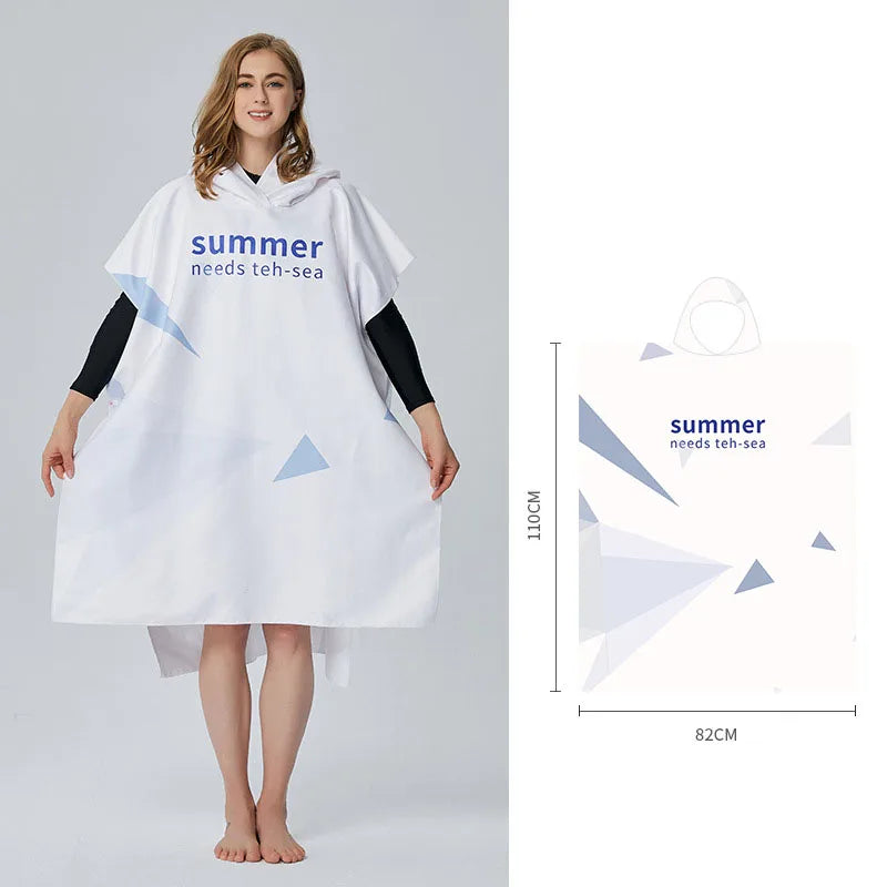 Poncho Accappatoio in Microfibra con Cappuccio – Asciugatura Rapida, Surf e Spiaggia,5 Colori