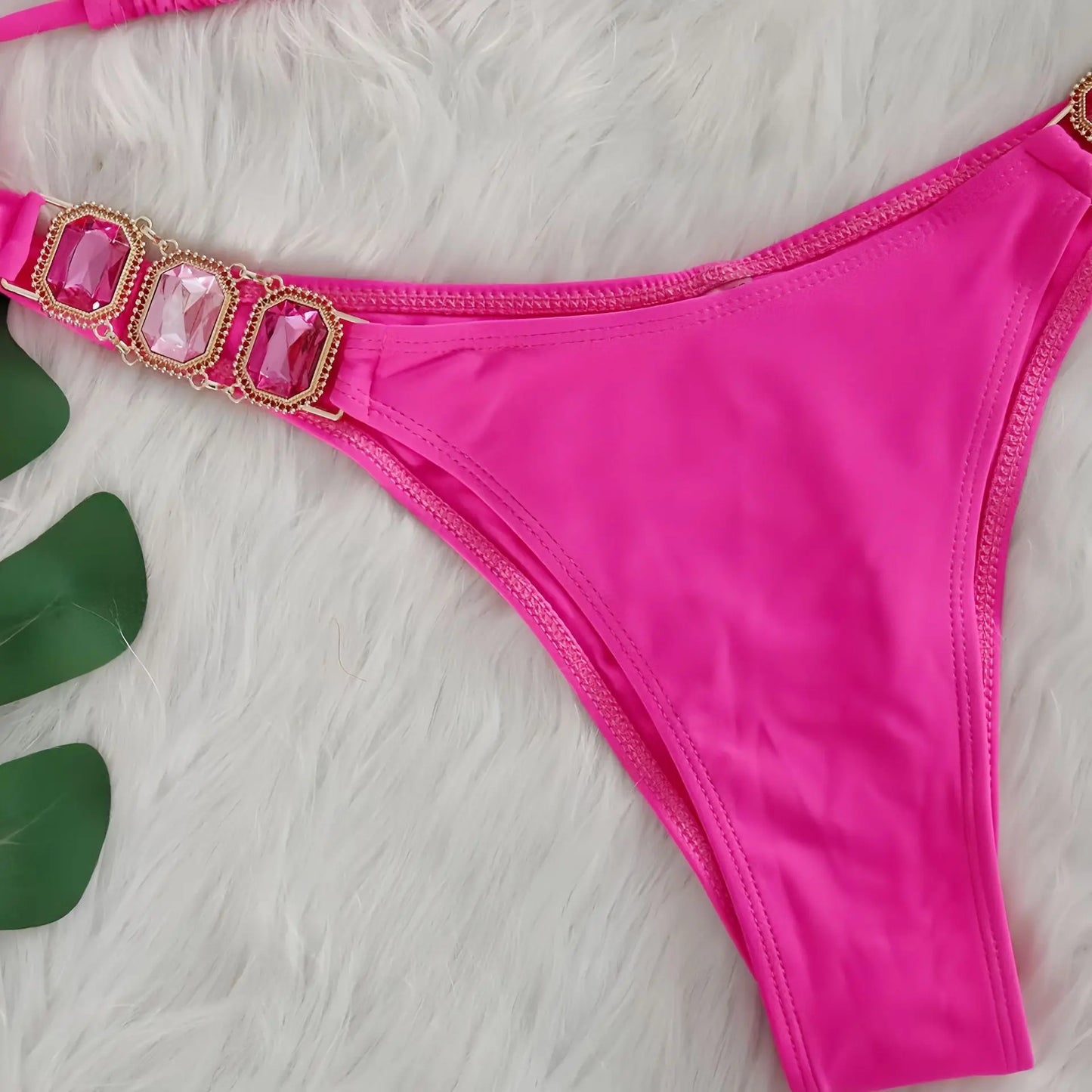 Bikini Donna Due Pezzi con Laccetti Sottili e Strass