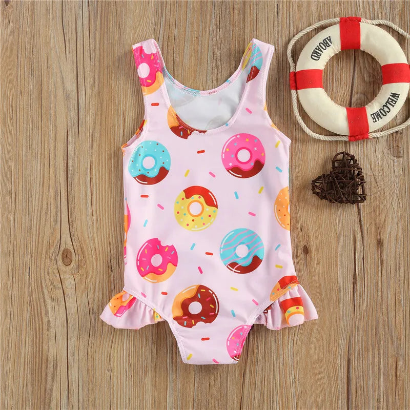 Costume da Bagno Intero Neonata con Volant Laterale – 2 Stampe Fantasia, 0–36 Mesi