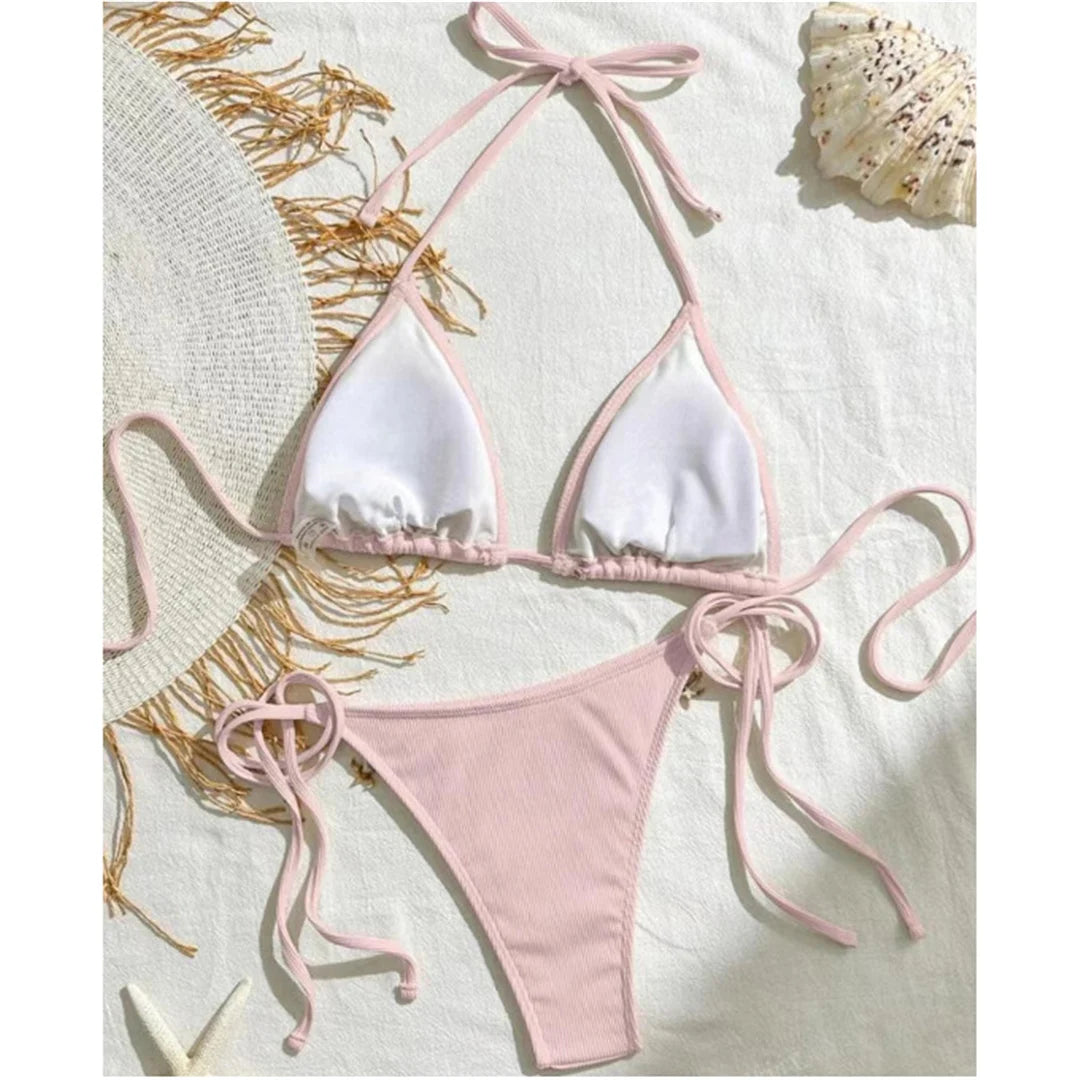 Bikini Donna Due Pezzi Halter con Laccetti e Charm Marini