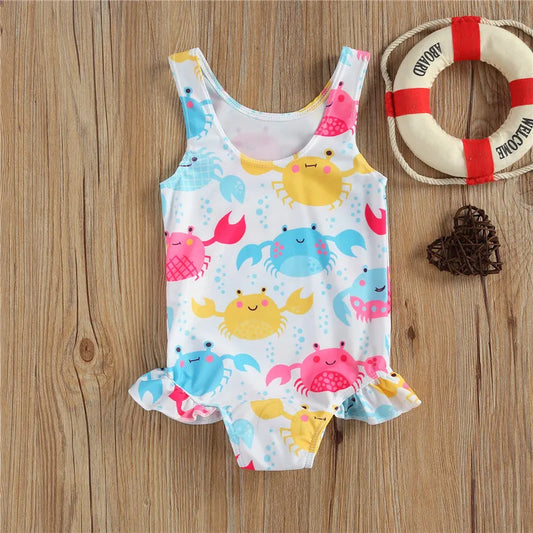Costume da Bagno Intero Neonata con Volant Laterale – 2 Stampe Fantasia, 0–36 Mesi