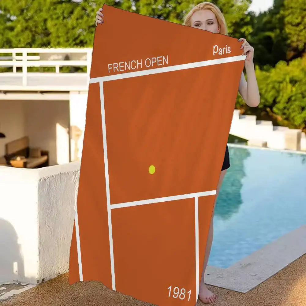 Asciugamano Tennis US French Open – Telo Mare e Bagno in Cotone Stampato, 5 Modelli 3 Misure