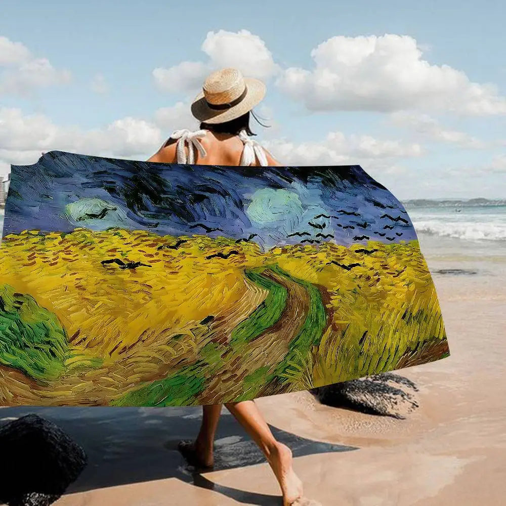 Asciugamano Van Gogh Starry Night su Fondo Colorato – Telo Mare e Bagno in Poliestere e Cotone, 10 Modelli  7 Misure