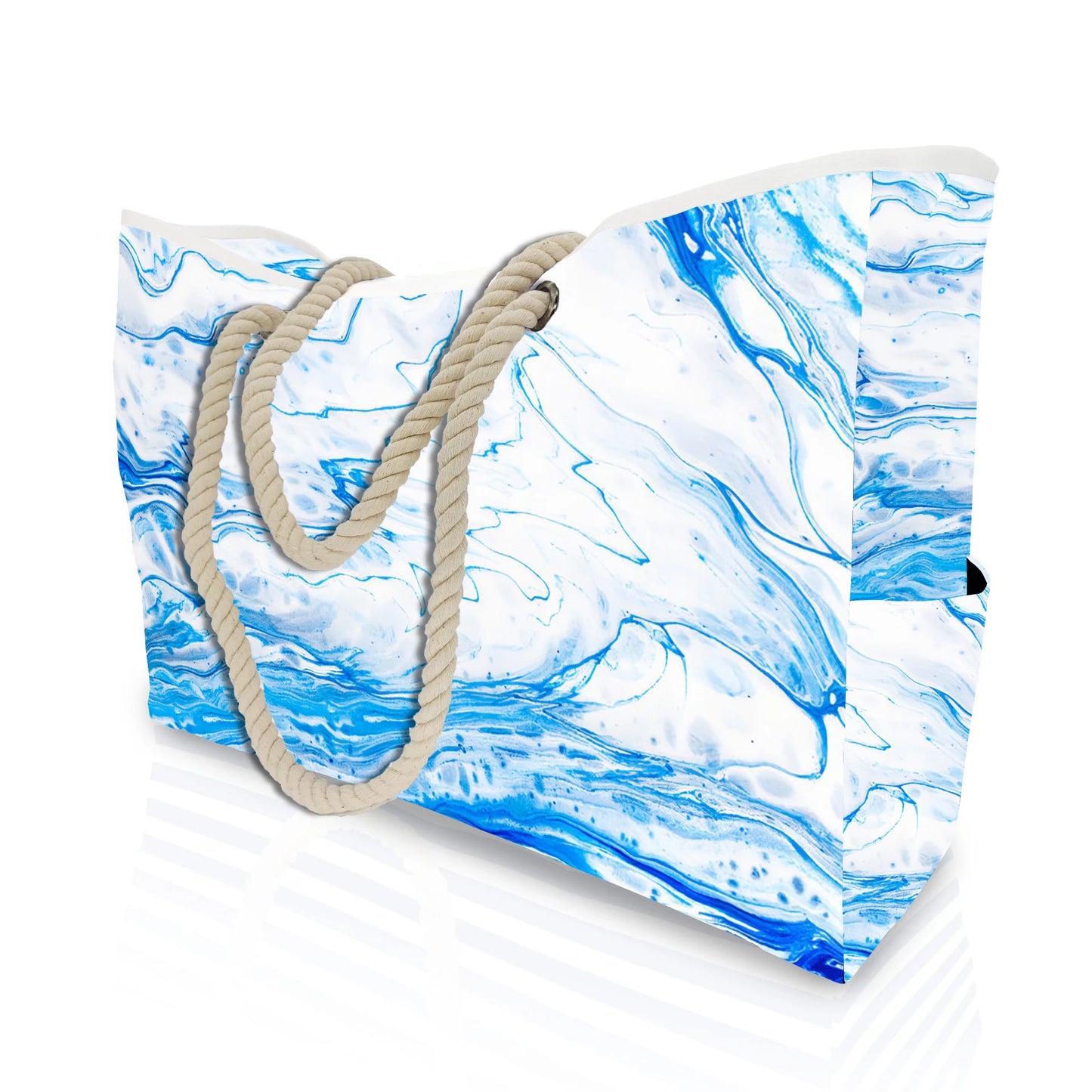 Borsa da Spiaggia in Tela a Righe con Cerniera – Pieghevole, Impermeabile, 56×38×15 cm 11 Fantasie