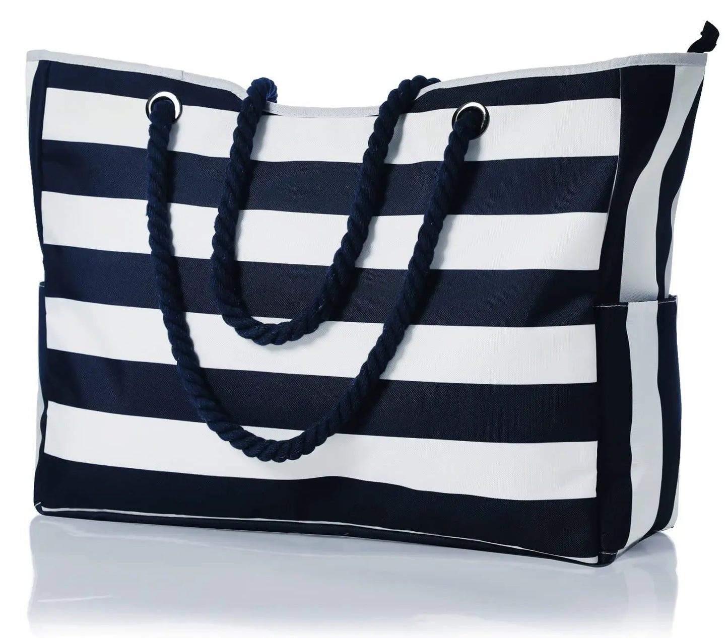 Borsa da Spiaggia in Tela a Righe con Cerniera – Pieghevole, Impermeabile, 56×38×15 cm 11 Fantasie