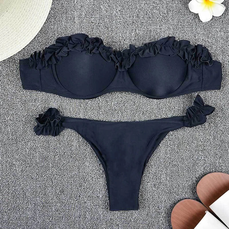 Bikini Donna Due Pezzi con Volant e Ferretto
