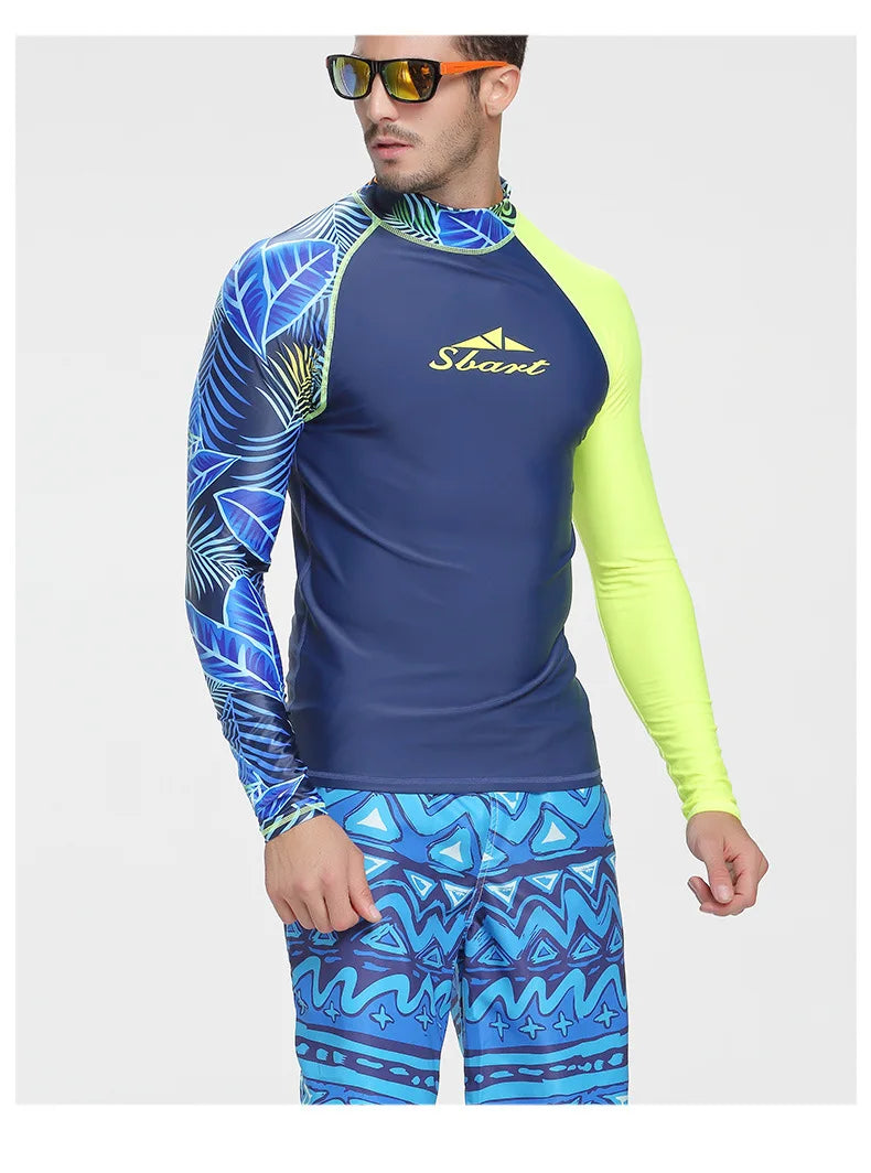 Maglia a Manica Lunga da Uomo per Surf, Snorkeling e Protezione Solare