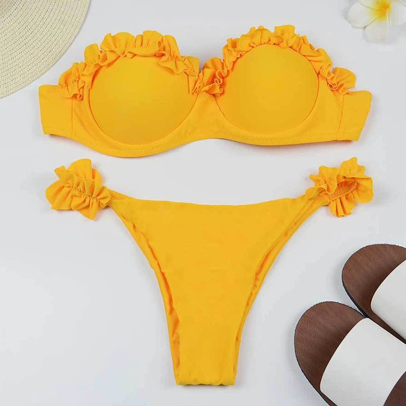 Bikini Donna Due Pezzi con Volant e Ferretto