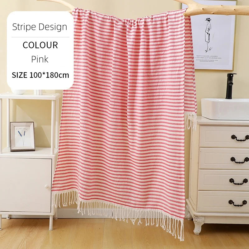 Telo Mare Turco a Strisce – Poliestere e Cotone, 6 Colori 100×180 cm
