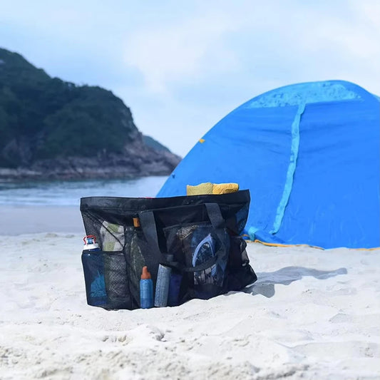 Borsa da Spiaggia in Rete Traspirante Grande Capacità – Pieghevole, Nylon, 67×45×18,5 cm, 3 Colori