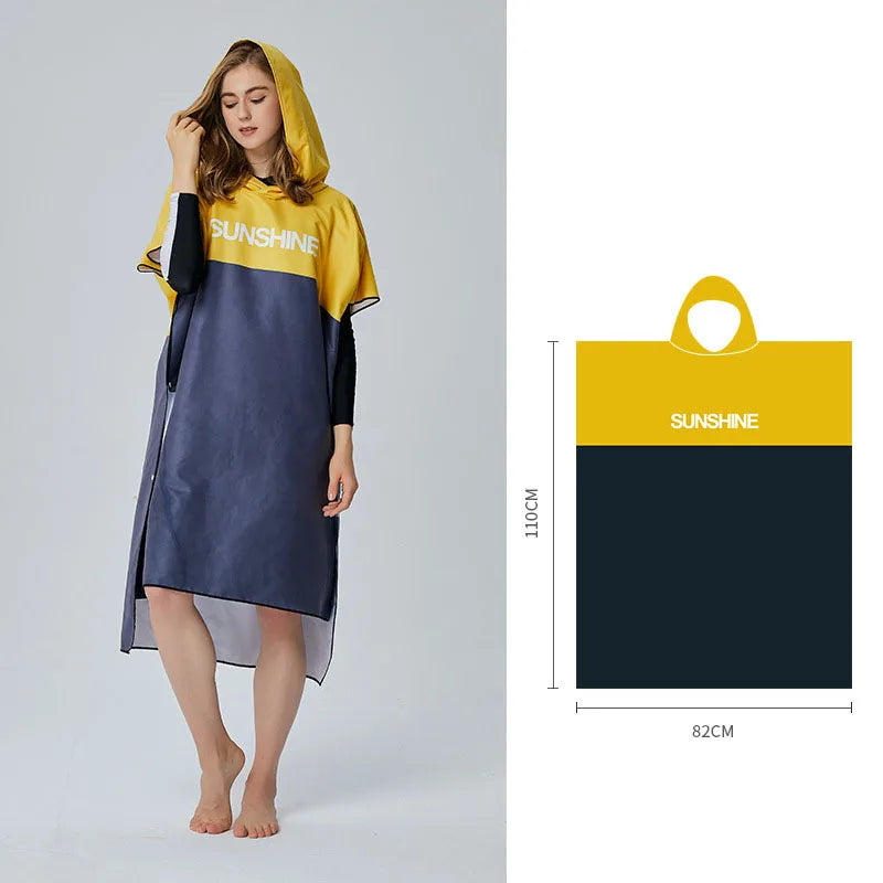 Poncho Accappatoio in Microfibra con Cappuccio – Asciugatura Rapida, Surf e Spiaggia,5 Colori