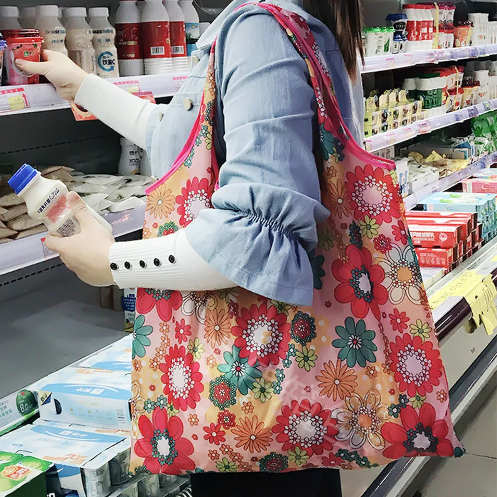Borsa Shopper Pieghevole Ecologica Riutilizzabile – Poliestere, Multiuso, 32 Fantasie – 46×60×8 cm