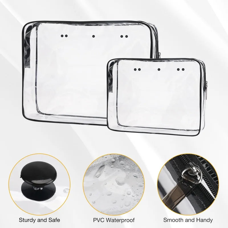 Borsa Portaoggetti Trasparente in PVC con Cerniera – Impermeabile, 3 Taglie: M, L, XL