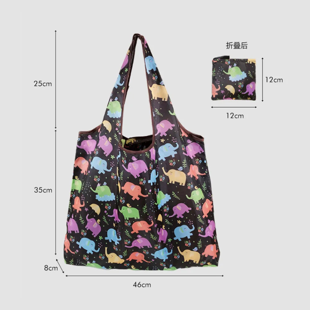 Borsa Shopper Pieghevole Ecologica Riutilizzabile – Poliestere, Multiuso, 32 Fantasie – 46×60×8 cm