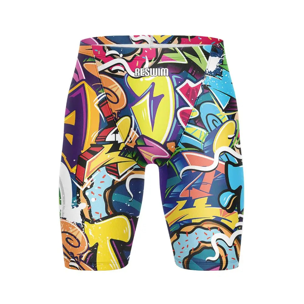 Jammer da Nuoto Uomo al Ginocchio con Stampa Fumetto – Costume Attillato in Lycra ad Asciugatura Rapida per Allenamento e Gara XXS–6XL 8 Colori