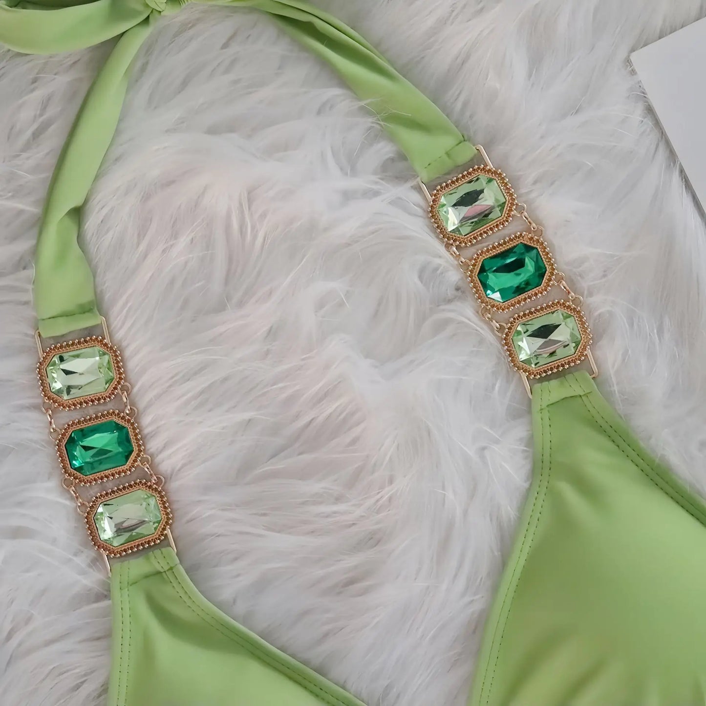 Bikini Donna Due Pezzi con Laccetti Sottili e Strass