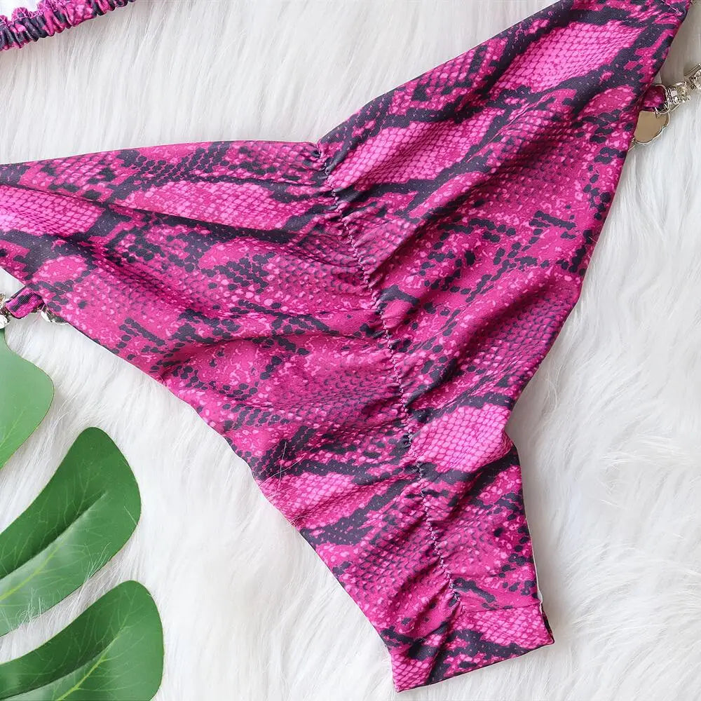 Bikini Donna Due Pezzi Halter Brasiliano con Pietre Gioiello