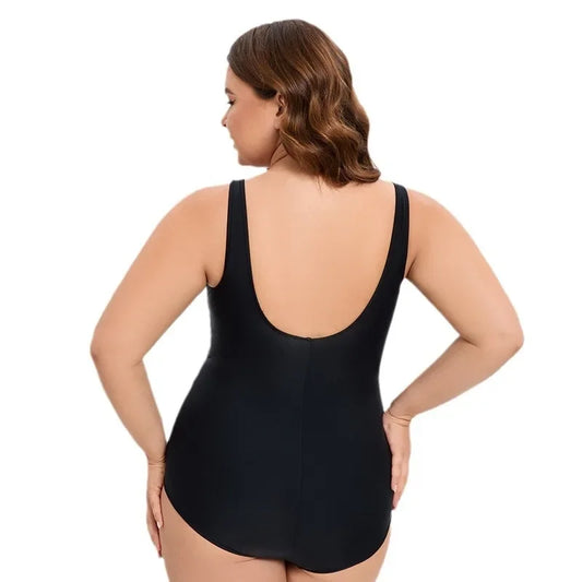Costume Intero Donna Plus Size Tinta Unita con Schiena Scoperta – Modellante e Contenitivo XL–5XL