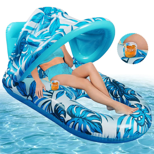 Sedia Galleggiante Gonfiabile con Parasole – Amaca Reclinabile per Piscina e Mare