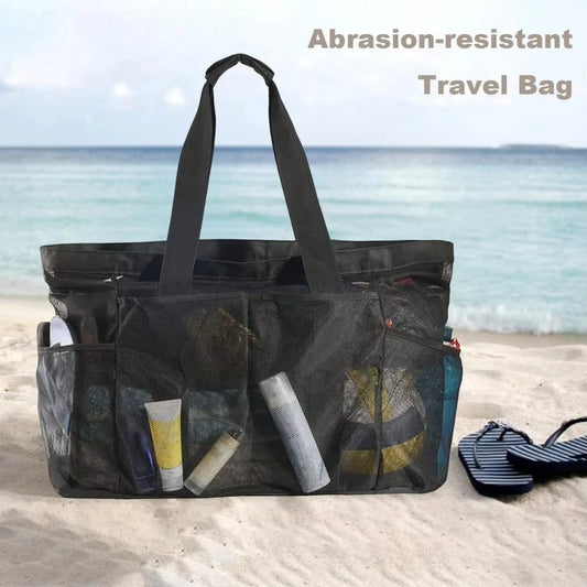 Borsa da Spiaggia in Rete Traspirante Grande Capacità – Pieghevole, Nylon, 67×45×18,5 cm, 3 Colori