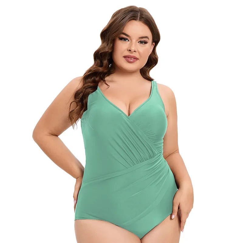 Costume Intero Donna Plus Size Tinta Unita con Schiena Scoperta – Modellante e Contenitivo XL–5XL