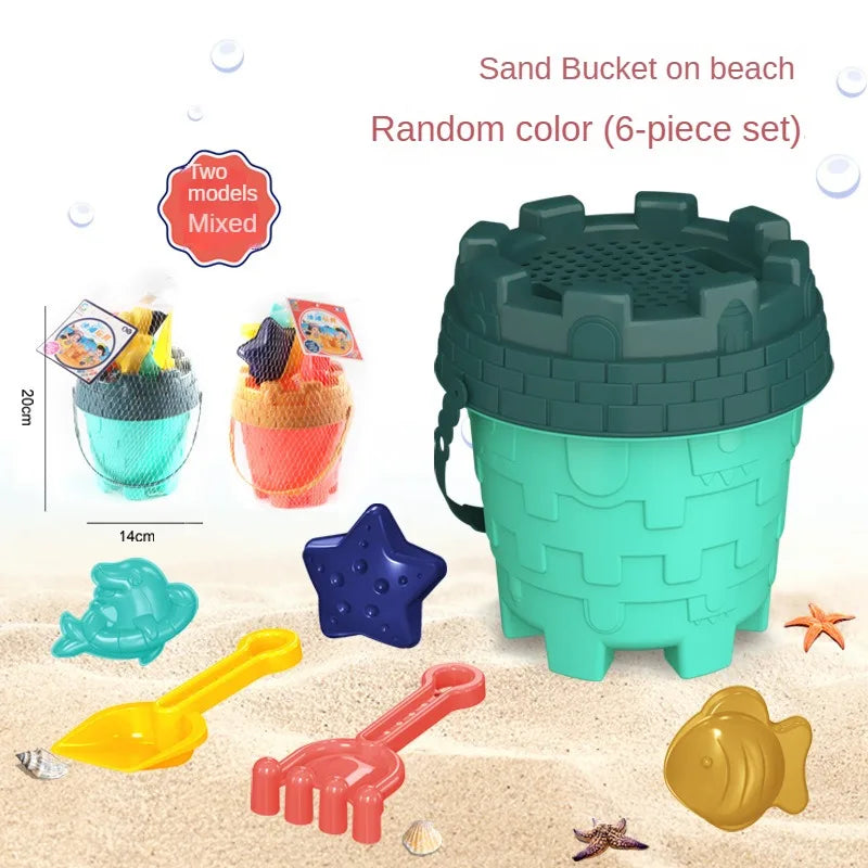 Set Giocattoli per la Sabbia da Spiaggia – Secchio, Pala, Setaccio e Accessori – 5 o 6 Pezzi