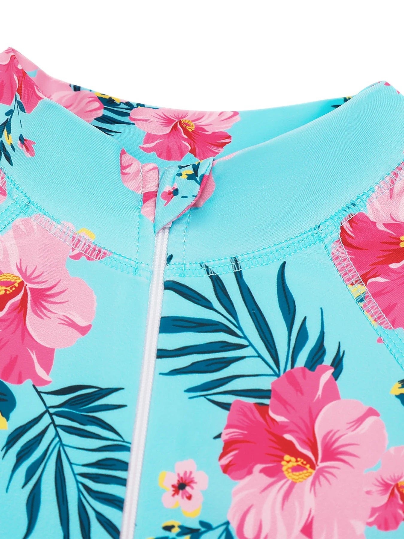 Muta Intera Bambina a Maniche Lunghe con Pantaloncino Azzurra Stampa Floreale Rosa 3-12 Anni