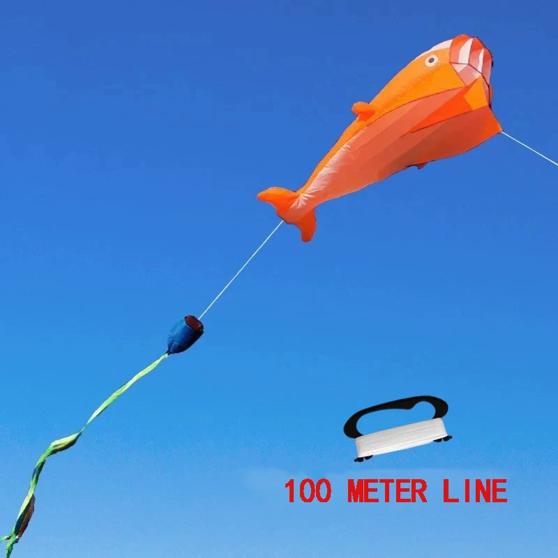 Aquilone Gigante a Forma di Balena – Morbido, Anti-Strappo, con Maniglia e Custodia,4 Colori