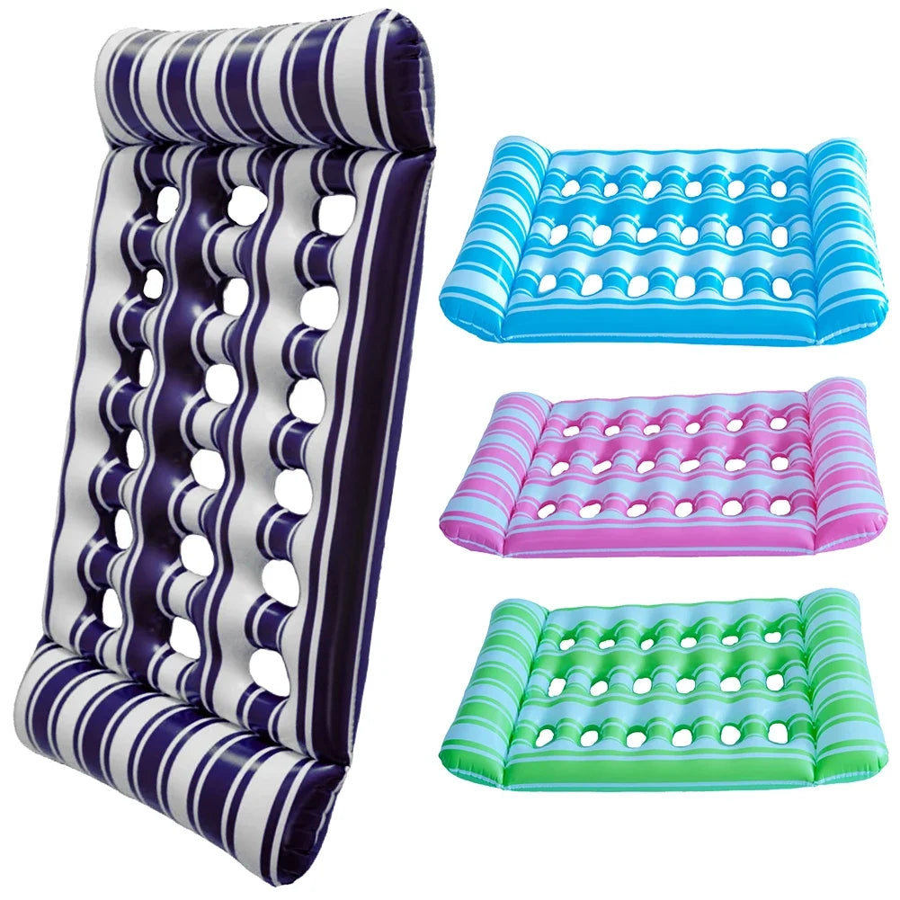 Lettino Galleggiante Gonfiabile con Cuscini – Amaca da Piscina in PVC, 4 Colori