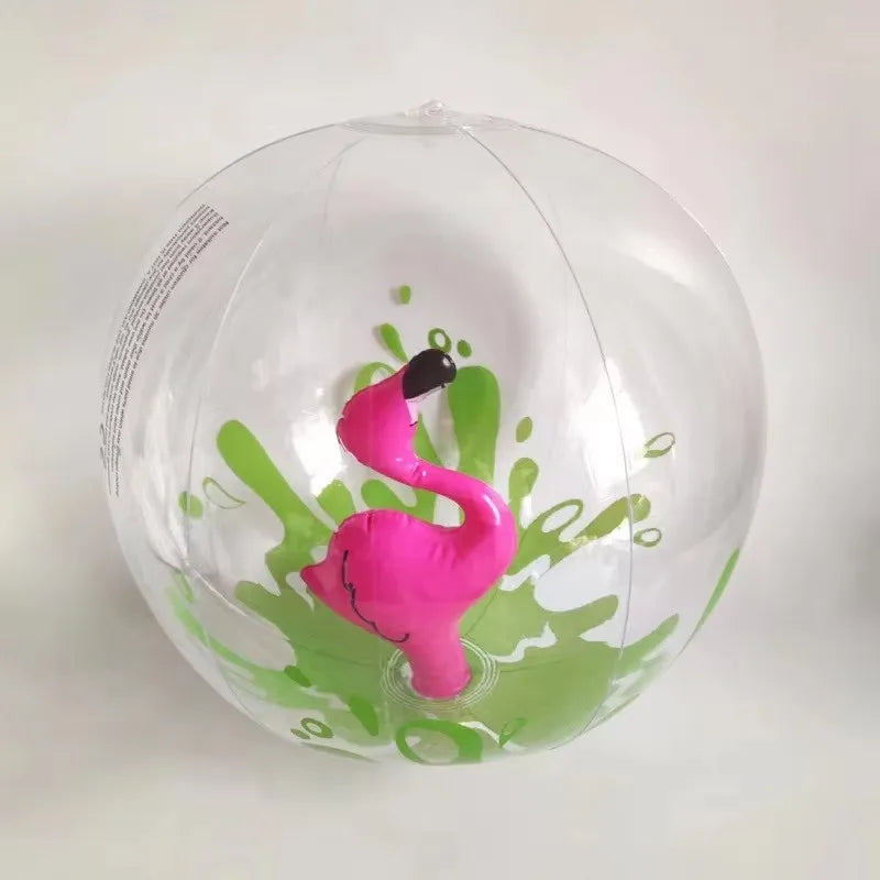 Palla Gonfiabile Trasparente con Soggetti Animali 3D – Fenicottero, Granchio, Unicorno – 30 cm