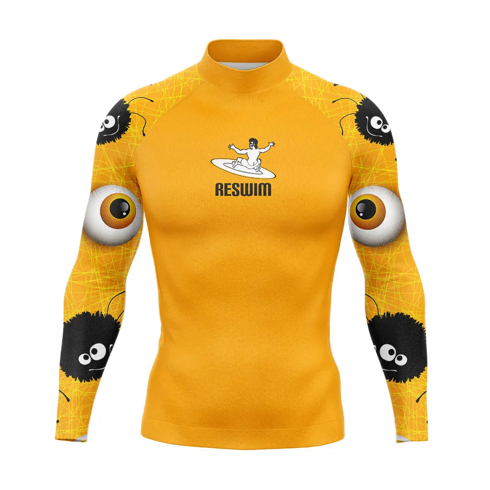 Rashguard Uomo Multicolore a Maniche Lunghe Protezione UV per Surf, Snorkeling e Nuoto