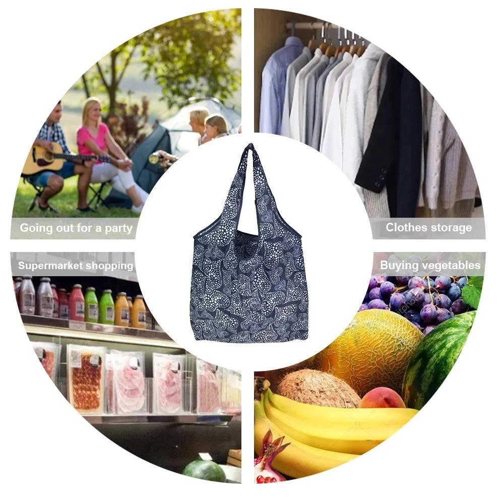 Borsa Shopper Pieghevole Ecologica Riutilizzabile – Poliestere, Multiuso, 32 Fantasie – 46×60×8 cm