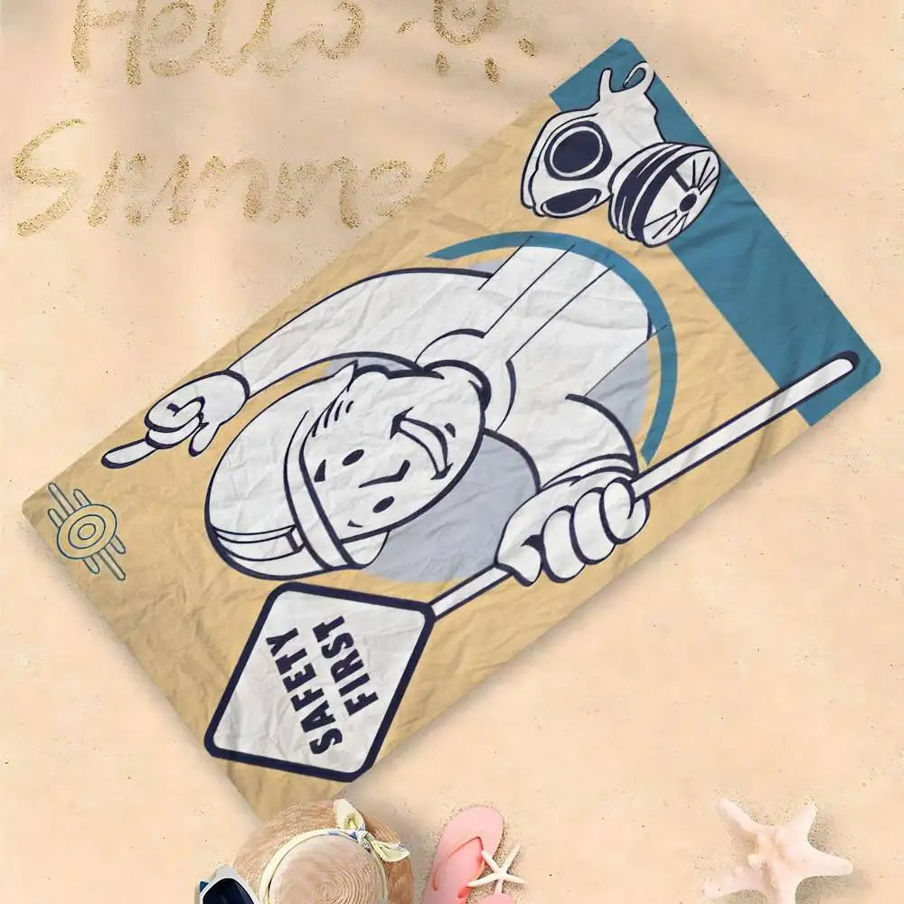 Asciugamano Fallout Vault Boy su Fondo Colorato – Telo Mare e Bagno in Poliestere e Cotone, 10 Modelli e 7 Misure