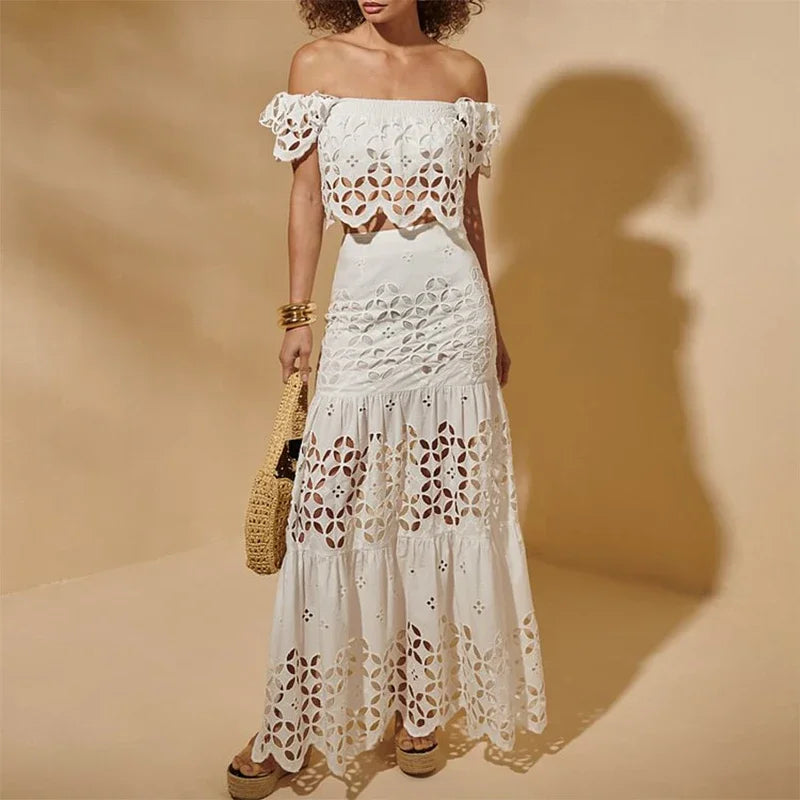 Costume da bagno per donna in lino, bikini con scollo bandeau senza spalline, anche con gonna dritta casual