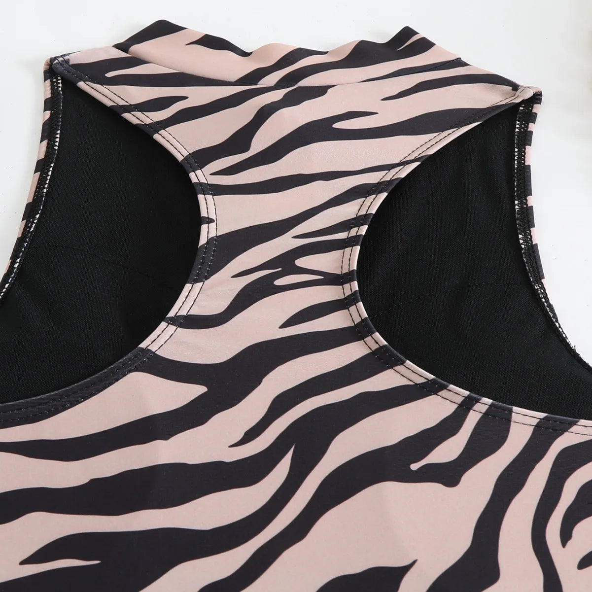 Costume da Bagno Intero Donna Taglio Alto con Zip Frontale – Stampa Animalier