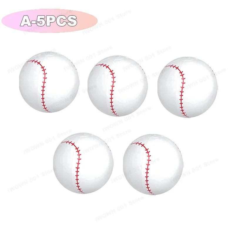 Palloni Gonfiabili da Spiaggia con Grafica Sportiva – Baseball, Pallavolo, Calcio, Basket, Rugby – 30 cm