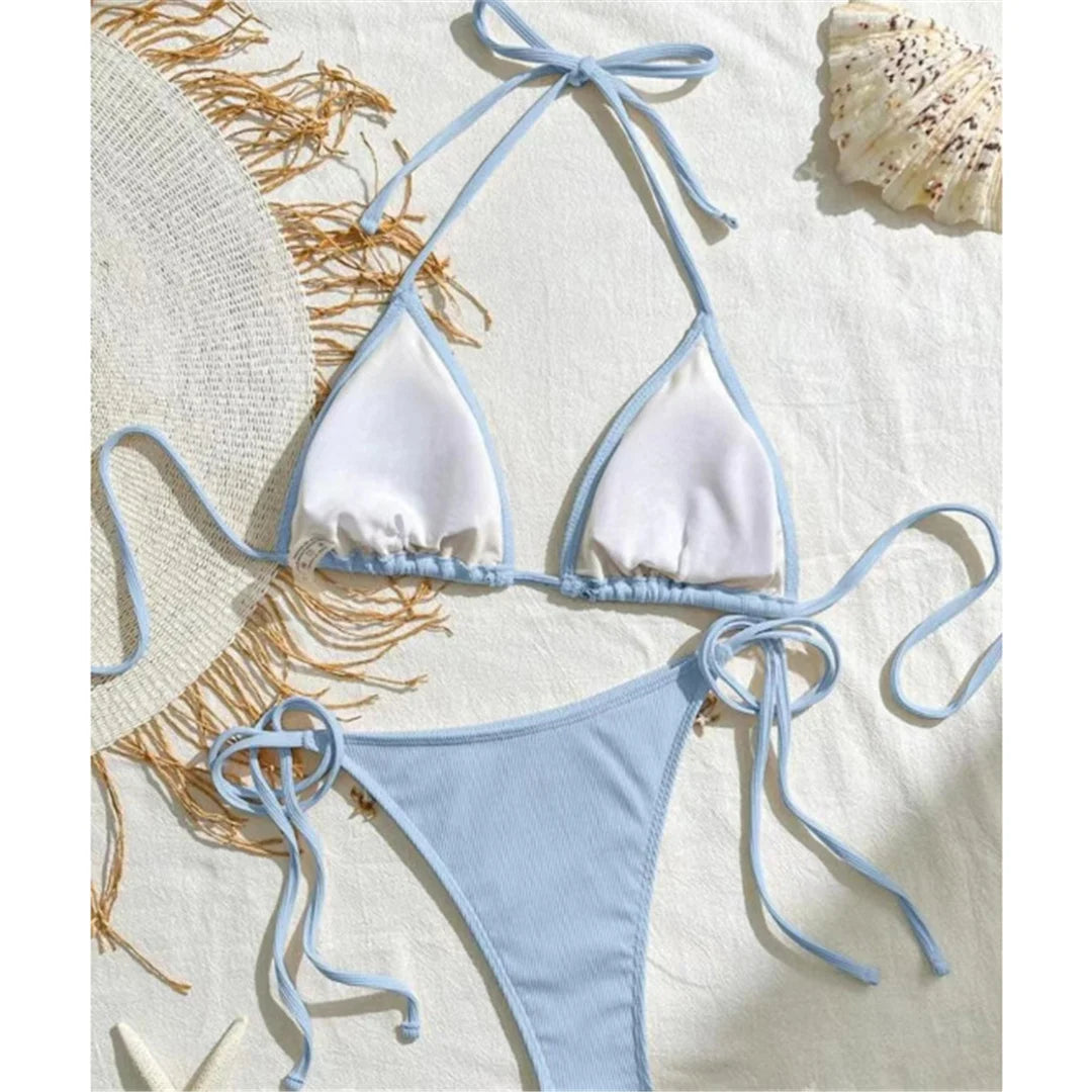 Bikini Donna Due Pezzi Halter con Laccetti e Charm Marini